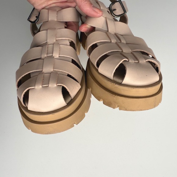 Free People EUC Delaney Chunky Pink Beige Fisherman Sandal EU 41 US 10 10.5 - Picture 4 of 8